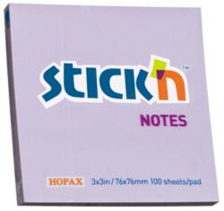 STICK'N Notes autoadeziv 76x76 mm, 100 file, mov pastel, STICK'N (HO-21403)