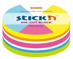 STICK'N Stick notes adeziv, 64x67 mm, 250 file, cerc, 5 culori neon, STICK'N (HO-21830) - gooffice