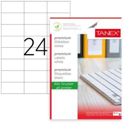 TANEX Etichete autocolante albe, colturi drepte, 24/A4, 70x34.12mm, 100 coli/top, TANEX (TW2037)