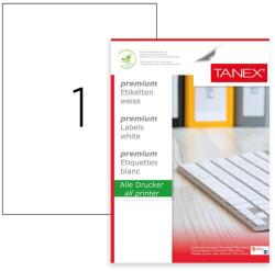 TANEX Etichete autocolante albe, colturi drepte, 1/A4, 210x297mm, 100 coli/top, TANEX (TW2000)