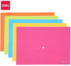 Deli Mapa documente plastic, cu buton, A4, culori asortate, DELI (DLE38131)