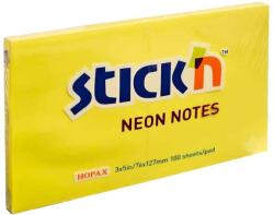 STICK'N Notes autoadeziv 76x127 mm, 100 file/set, galben neon, STICK'N (HO-21135)