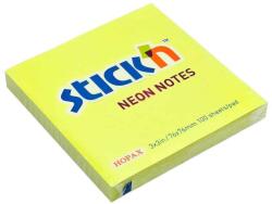 STICK'N Notes autoadeziv 76x76 mm, 100 file, galben neon, STICK'N (HO-21133)