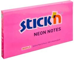 STICK'N Notes autoadeziv 76x127 mm, 100 file/set, roz neon, STICK'N (HO-21169)
