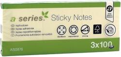 A-SERIES Notes adeziv 50x40 mm, 3x100 file, galben, A-series (AY000802B)