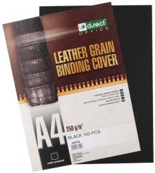 D. RECT Coperti carton imitatie piele A4, 250 g/mp, 100 buc/set, negru, D. RECT (008702)