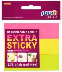 STICK'N Etichete autocolante color, 25x88 mm, 3x30 buc/set, neon, STICK'N (HO-21681)