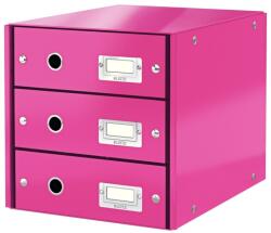 LEITZ Suport documente cu 3 sertare, A4, carton laminat, roz, LEITZ WOW Click&Store (LZ60480023) - gooffice Dulap arhivare