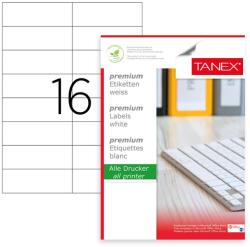 TANEX Etichete autocolante albe, colturi drepte, 16/A4, 105x37mm, 100 coli/top, TANEX (TW2105) - gooffice