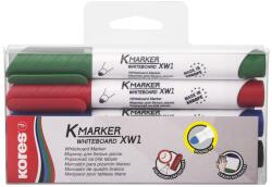 Kores Marker whiteboard, varf rotund 3.0mm, 4 culori/set, KORES (KO20843)