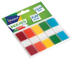 Forpus Index autoadeziv plastic, 12x44 mm, 5 culori neon x 25 file/set, FORPUS (FO42049)