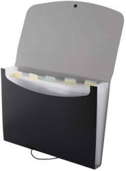 D. RECT Mapa plastic cu burduf, A4, 6 compartimente, negru, D. RECT 5566 (009476)