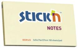 STICK'N Notes autoadeziv 76x127 mm, 100 file, galben pastel, STICK'N (HO-21009)