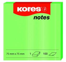 KORES Notite autoadezive, 75x75 mm, 100 file/set, verde neon, KORES (KO47077)