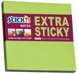 STICK'N Notes autoadeziv extra-sticky 76x76 mm, 90 file, verde, STICK'N Neon (HO-21672)