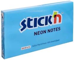 STICK'N Notes autoadeziv 76x127 mm, 100 file/set, albastru neon, STICK'N (HO-21213)