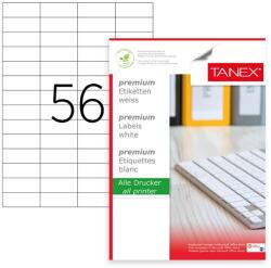 TANEX Etichete autocolante albe, colturi drepte, 56/A4, 55.5x21.2mm, 100 coli/top, TANEX (TW2321) - gooffice