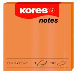 KORES Notite autoadezive, 75x75 mm, 100 file/set, portocaliu neon, KORES (KO47074)