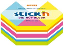 STICK'N Stick notes adeziv, 64x67 mm, 250 file, hexagon, 5 culori neon, STICK'N (HO-21827)
