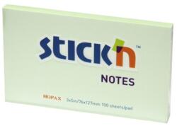 STICK'N Notes autoadeziv 76x127 mm, 100 file, verde pastel, STICK'N (HO-21156)