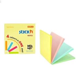 STICK'N Notes autoadeziv 76x76 mm, 100 file, 4 culori pastel, STICK'N Magic (HO-21574) - gooffice