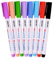 Deli Marker whiteboard slim, varf rotund 1-2 mm, 8 buc/set, DELI (DLES504)