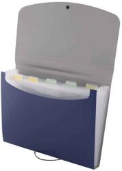 D. RECT Mapa de plastic cu burduf, A4, 6 compartimente, albastru, D. RECT 5566 (009478)