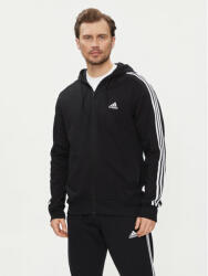 Adidas Bluză Essentials French Terry 3-Stripes Full-Zip Hoodie IC0433 Negru Regular Fit