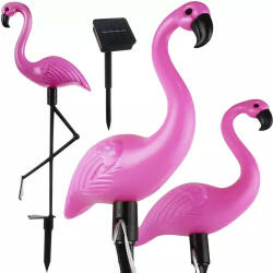 3 db-os flamingó napelemes lámpa, IP44, 52 x 20 cm/flamingó