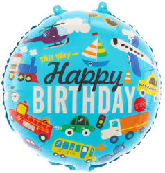 PartyPal Szülinapi lufi 18" 45cm Happy Birthday, autós (LUFI918185)