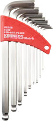 Kennedy metrikus crv gömbvégű hatszögkulcs készlet 9 db-os (KEN6029940K)
