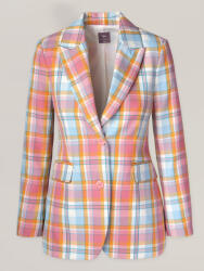 Willsoor Női érdekes egygombos kabát színes kockás mintával 16814