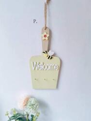 Sweet HOME Sweet Life Fali akasztós dekoráció - Welcome fali akasztó, kulcstartó citromsárga
