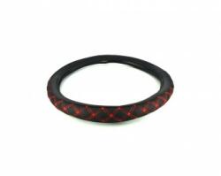 Alemarauto Husa volan imitatie piele neagra cusatura rosie marime M (ALM 160817-21)