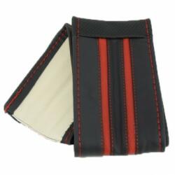 Alemarauto Husa volan piele negru cu rosu cu ac si ata rosie marime M (ALM 200716-4)