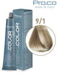 Pro.co Vopsea de par profesionala PRO. COLOR 100 ml - Pro. Co - 9/1 BLOND SUPER DESCHIS CENUSIU