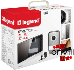 Legrand 2 vezetékes EASYKIT Plus videó kaputelefon szett: színes videó (7''), bővíthető 1 lakásos, adapterrel, tükörhatású, Legrand 368910 (368910)