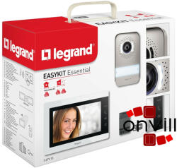 Legrand 2 vezetékes EASYKIT Essential videó kaputelefon szett: színes videó (7''), bővíthető 1 lakásos, DIN moduláris táppal, fehér, Legrand 367915 (367915) - onvill