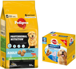 PEDIGREE 12kg Pedigree Professional Nutrition Adult marha & zöldség száraz kutyatáp+56db Dentastix L kutyasnack 15% kedvezménnyel
