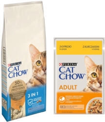 Cat Chow 15kg Purina Cat Chow Special Care 3in1 pulyka száraz macskatáp+26x85g Purina Cat Chow csirke nedves macskatáp ingyen