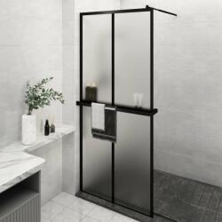 vidaXL fekete ESG üveg és alumínium zuhanyfal polccal 90 x 195 cm (3185458) - pepita