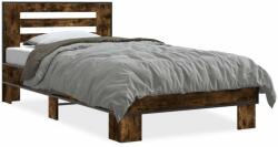 vidaXL füstös tölgyszínű szerelt fa és fém ágykeret 90 x 190 cm (846086) - pepita