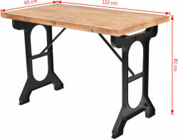 vidaXL Étkezőasztal tömör fenyő asztallappal 122 x 65 x 82 cm (245462) - pepita