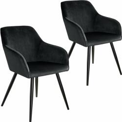 tectake 2 Marilyn bársony kinézetű szék, fekete színű (3302982)