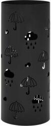 vidaXL fekete acél esernyőtartó esernyőmintával (246804) - pepita