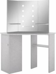 vidaXL betonszürke sarok-fésülködőasztal LED-del 111x54x141, 5 cm (326535) - pepita