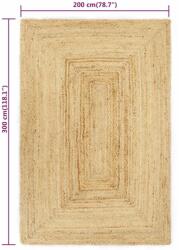 vidaXL kézzel készített jutaszőnyeg 200 x 300 cm (343624) - pepita