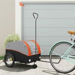vidaXL fekete-narancssárga vas kerékpár-utánfutó 45 kg (94145) - pepita