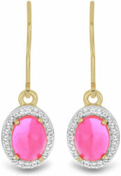  Arannyal Bevont Ezüst Fülbevaló Pink Opállal és Fehér Topázzal (Y52146)