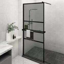 vidaXL fekete ESG üveg és alumínium zuhanyfal polccal 100 x 195 cm (3185478) - pepita